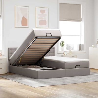 vidaXL - Ottoman - bed - met - matrassen - 160x200cm - stof - taupe