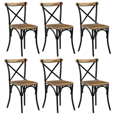 vidaXL - Kruisstoelen - 6 - st - massief - mangohout - zwart