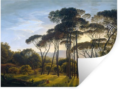 Muurstickers - Sticker Folie - Italiaans landschap met parasoldennen - Kunst - Oude meesters - 40x30 cm - Plakfolie - Muurstickers Kinderkamer - Zelfklevend Behang - Zelfklevend behangpapier - Stickerfolie