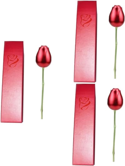 Juwelendoosje Rozen - Ringhouder - Sieraden Presentatie - Levensgetrouw Ontwerp - 3 stuks - Rood