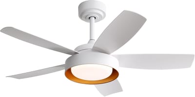 LED-verlichting - Instelbare lichtkleur - Plafondlamp met ventilator en verlichting - 107 cm plafondventilator met verlichting – 22 watt – met afstandsbediening – Omkeerbare gelijkstroommotor – Timer beschikbaar – Wit – Geschikt voor de slaapkamer