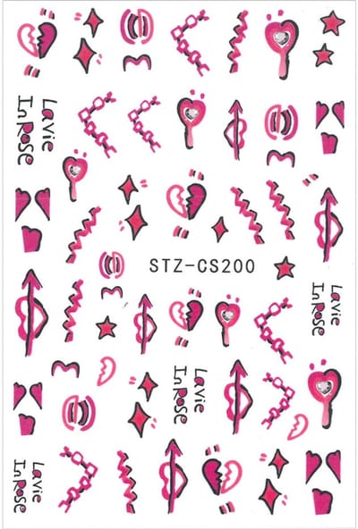 Allepaznokcie - Dunne Zelfklevende Nagelstickers - Valentijnsmotief - STZ-CS200