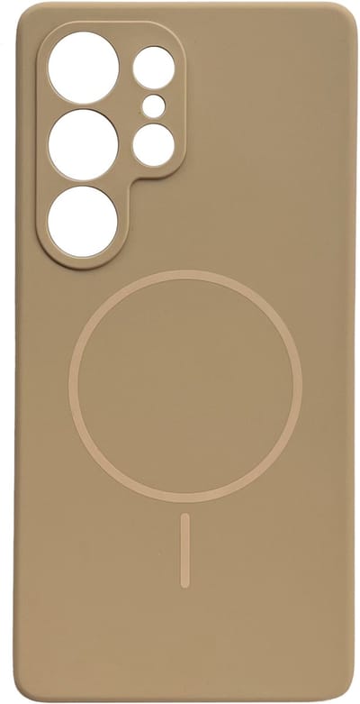 Casemania Hoesje Geschikt voor Samsung Galaxy S25 Ultra - Beige - Zachte Liquid Siliconen Back Cover Case - Geschikt voor MagSafe - Zeer Sterke Magneet - Telefoon hoes met Camera Bescherming