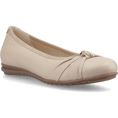 Hush Puppies Lilith Lederen Dames Crème Standaard Ballerina's