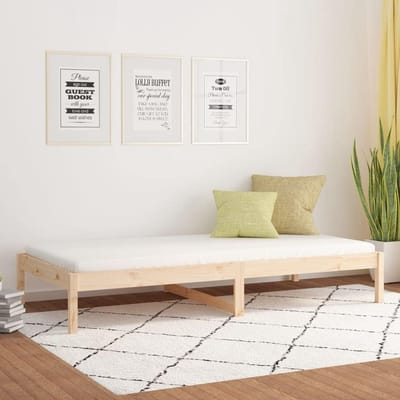 Slaapbank Hout - Gastenbed - Multifunctioneel Gebruik - Massief Hout - 90x190cm - Naturel
