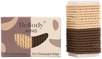 Bellody - Haargummie Mini Elastiek - Bruin en Beige