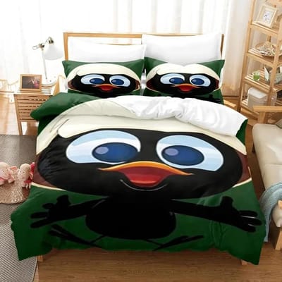 3D Anime Schattige Calimero Beddengoedset Dekbedovertrek Bedset Dekbedovertrek Kussensloop Dekbed King Queen Size Jongens Volwassenen Beddengoedset 70x133cm 2pcs
