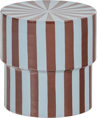 WOOOD Olia Bijzettafel - Metaal - Hoogglans Strepen Bruin/Blauw