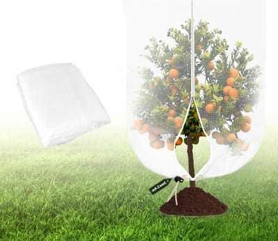 Plantbeschermingsnet 2 x 2.4 m met rits en trekkoord, insectennet voor tuin, fruitbomen, groenten en bloemen, bescherming tegen vogels en plagen