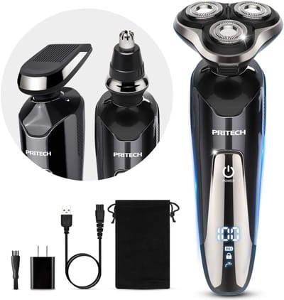 3-in-1 Elektrisch Scheerapparaat voor Mannen - Waterdicht, Met Precisietrimmer en Neustrimmer