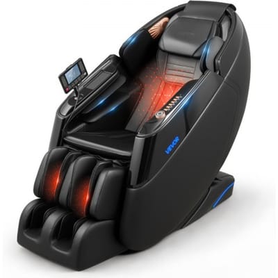 VEVOR Massagestoel, 4D Zero-Gravity Relaxstoel met Uitschuifbare Voetsteun, Automatische Programma's, Airbags, Verwarmingsfunctie voor Taille en Benen, Bluetooth-luidspreker, Touchscreen voor Thuis & Kantoor