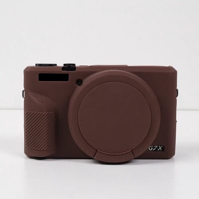LISM-Geschikt voor Canon G7X Mark III, Bruin zachte siliconen camerahoes met afneembare lensdop, krasbestendig, Geschikt voor Canon G7X Mark III camera-accessoire-Bruin