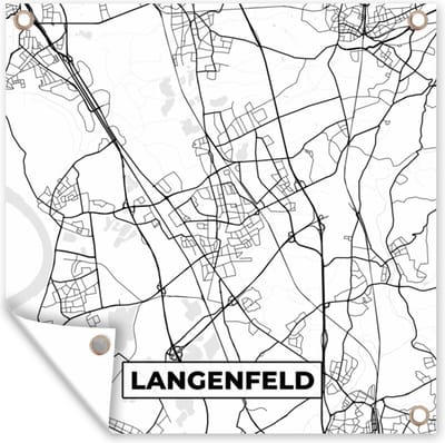 Tuin poster Langenfeld - Plattegrond - Stadskaart - Kaart - 200x200 cm - Tuindoek
