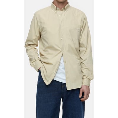 Closed Button Down Shirt Shirts & Blouses Washed Shore Maat: S | Casual Overhemden Outlet | Heren | Beige