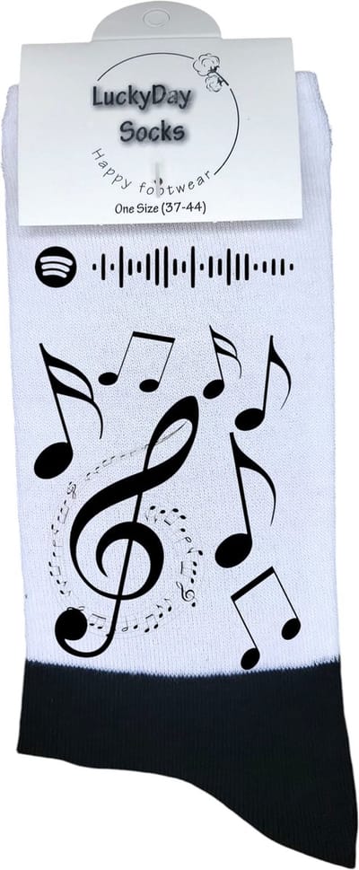 Spotify liedjes Sokken – Gepersonaliseerd cadeau – Trendy nu - Muziek - Concert - Jou muziek op sokken – Jarig – Kado - cadeau - Gefeliciteerd sokken – Muziek Sokken – Jarig – Grappige cadeau - Verjaardags cadeau - Maat 37-44