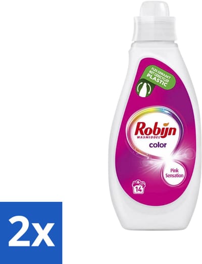Robijn - Color - Vloeibaar Wasmiddel - Pink Sensation - 14 Wasbeurten - 700 ml - Voordeelverpakking - 2 stuks