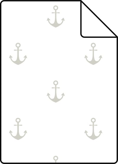 Proefstaal ESTAhome behang ankers wit en zilver - 26.5 x 21 cm - 138964-S