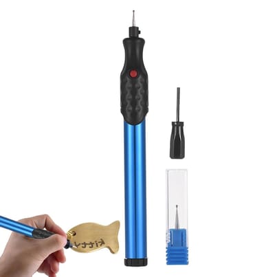 Metalen graveerpen - Elektrische graveerstift - Objecten personaliseren - Draadloos en lichtgewicht - 21.000 rpm - Blauw