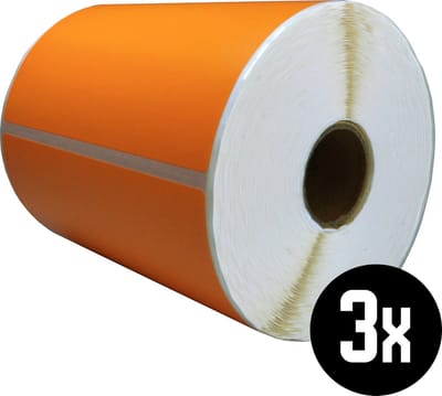 DULA Compatible Zebra Labels 102x152mm - 300 etiketten per rol - kern 25mm - Oranje - Permanent - 3 rollen