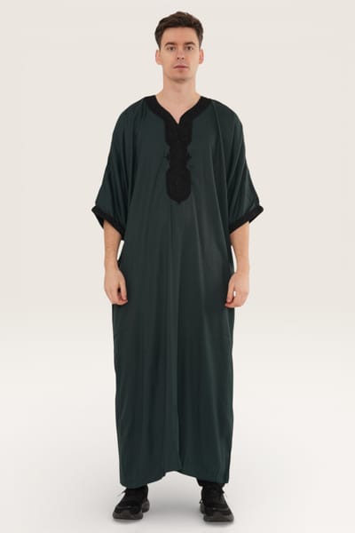 Heren groene Marokkaanse Thobe Jubba Robe Eid Djellaba Gandoura LFS - HM62