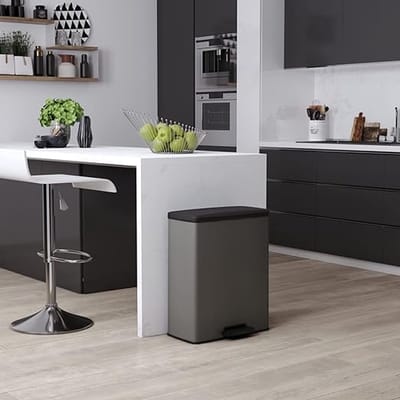 Afvalemmer, rechthoekig, 65 l, antraciet, voor keuken, bijkeuken, garage, 486 x 284 x 615 mm, polypropyleen, 100% gerecycled
