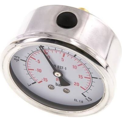 -1..1.5 Bar Glycerine Manometer Achteraansluiting RVS/Messing 63 mm Klasse 1.6 - ML-11P563SHG