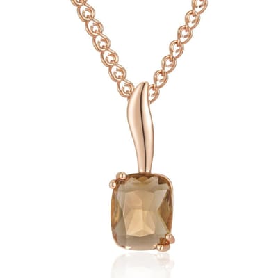 Vierkante Bruine Natuurlijke Zirconia Hanger Ketting Voor Vrouwen Eenvoudig Roségoud Kleur Hoge Kwaliteit Bruid Bruiloft Sieraden beige