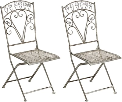 NURRA - Set van 2 tuinstoelen - Grijs - IJzer