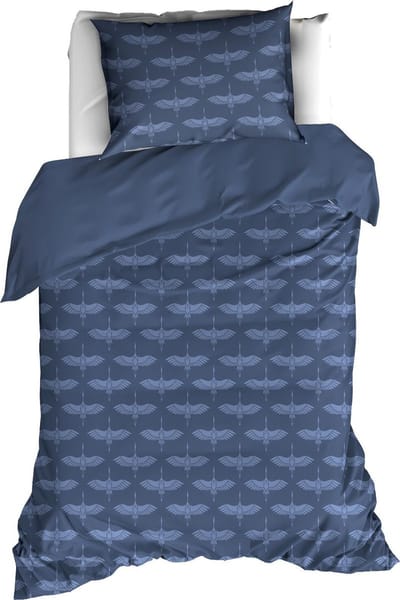 De Witte Lietaer Dekbedovertrek Crane Blue - Eenpersoons - 140 x 200/220 cm - Flanel