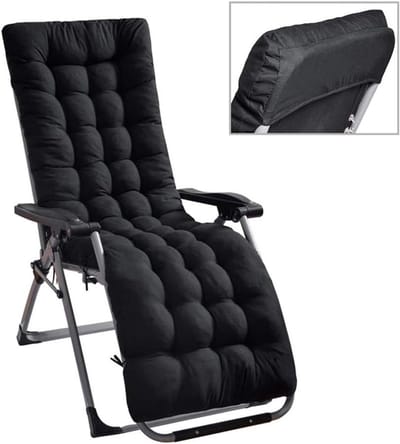 Cosensi - Kussens voor ligstoel - Vervangende dikke kussens voor tuin ligstoel - Lounge kussen pad voor buiten tuinfauteuil - Chaise lounge stoel - Zwart