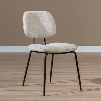Bronx71® Eetkamerstoel Javi gemêleerde stof off white/bruin - stoel
