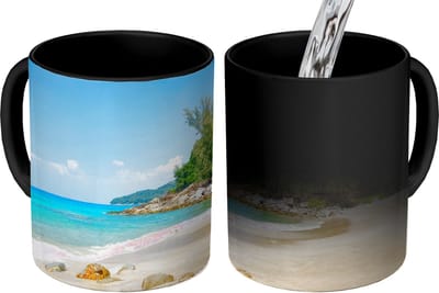 Magische Mok - Foto op Warmte Mokken - Koffiemok - Strand - Zee - Planten - Tropical - Magic Mok - Beker - 350 ML - Theemok