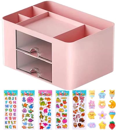 Bureau-organizer multifunctioneel - Bureau-organizer met lades - Tafelorganizer - Pennenhouder - Ruimtebesparend - Hoogwaardige kunststof 19,5 x 14 x 10 cm
