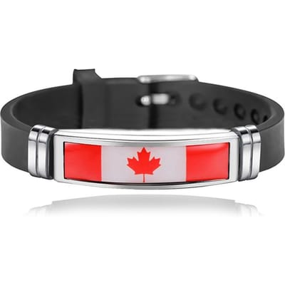 Mode Nationale Vlag Armband VS Frankrijk Canada Vlaggen Armband Verstelbare Siliconen Sportarmbanden Polsband Voor Mannen Sieraden black