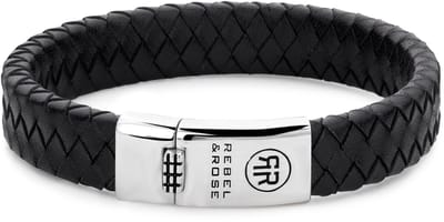 Rebel & Rose Braided Flat 925 Black RR-L0141-S-19 cm