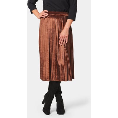 Plissérok van glanzend fluweel - terracotta - Gr. 22 van Goldner Fashion