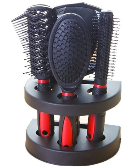 longziming -5-delige Kammenset met Spiegel – Antistatische Haarborstel en Ontwarrende Kammen voor Styling en Haarverzorging – Ideaal voor Thuis, Salon en Reizen – Rood