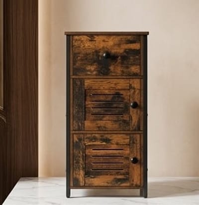Serena dressoir met lade, ladekast in vintage stijl, verstelbare plank, klein telefoonkastje, voor woonkamer, slaapkamer, (30 x 34 x 75 cm) Donkerbruin en zwart EBF15CW01G1 - Casa Serena – Casa Dorada