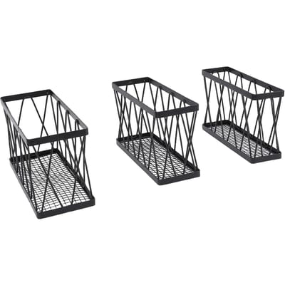 3 stuks Keuken Opbergrek Metaaldraad Wandhangende Organizer Mand voor Kast Buitenkant en Deur gray