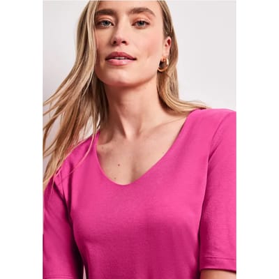 Basic Shirt met V-hals in effen kleur