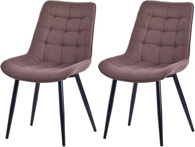 HOMAVO YZ2 Set van 2 Eetkamerstoelen – Velvet/Fabric Stoelen met Metalen Poten – 53x62.5x88 cm – Comfortabel & Stijlvol – Modern Design