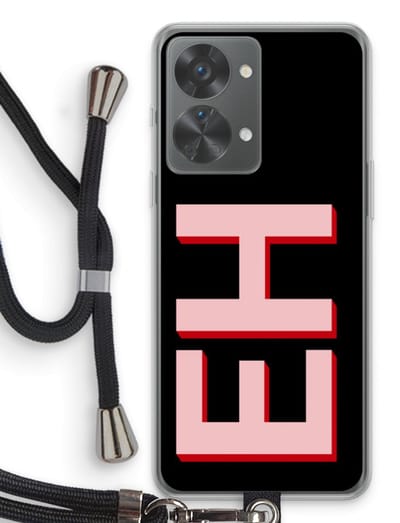 Gepersonaliseerd - Case Company® - Hoesje met koord geschikt voor OnePlus Nord 2T hoesje met Koord - Monogram - Telefoonhoesje met Zwart Koord - Bescherming aan alle Kanten en Over de Schermrand
