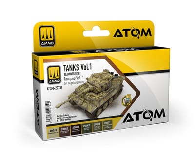 AMMO by Mig Jimenez Hobbyverf Acrylverf - MIG 20734 ATOM - Beginners Set Tanks - Volume I - Militaire Kleuren - Acryl Set 6x20ml Verf set - 6x 20 ml