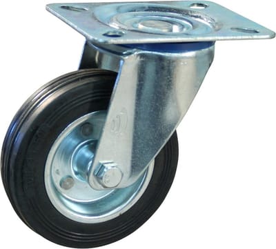 Zwenkwiel 100 Pl80x105 Rubber 70Kg