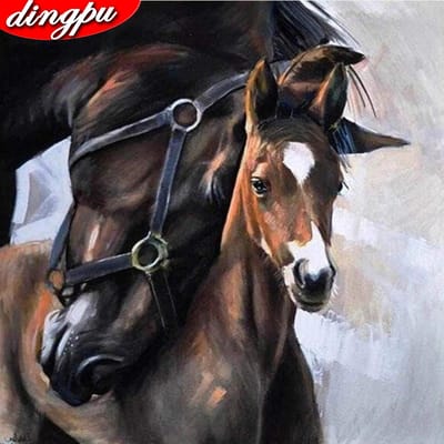 Dierlijke diamant schilderij paard kruissteek volledige vierkante boor diamant borduurwerk 30x30CM gray