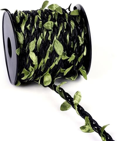 Jute Touw met Waslaag, 10m Jute Leaf Tape voor DIY Bruiloft Decoratie, Tuin Kunstwerken en Bloemstukken met Kunstmatige Groene Bladeren