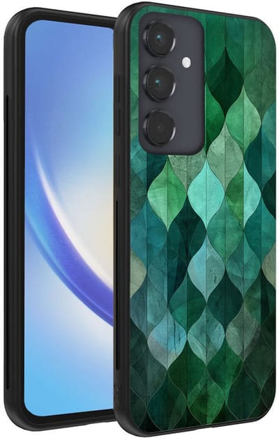 Smartphonica Telefoonhoesje geschikt voor Samsung Galaxy A34 5G met groene bladeren opdruk - TPU backcover case green leaf design - Groen geschikt voor Samsung Galaxy A34 5G