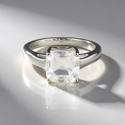 Cavill - 925 Sterling Zilveren Ring - 1,932 ct Petaliet Achthoekig Asscher - Braziliaanse Edelsteen - Minimalistische Elegantie
