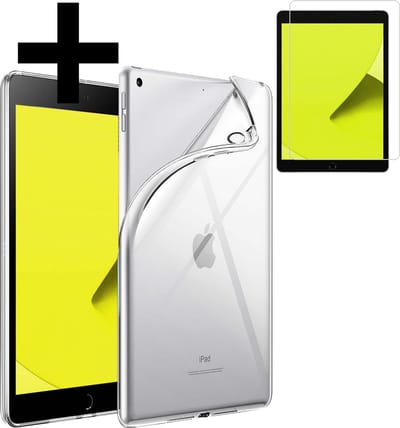 Hoes - Geschikt voor Apple iPad 8 (2020) - 10.2 inch - 8e Generatie - Met Screenprotector - Siliconen Backcover - Shockproof Case - Tablet Hoesje - Shockbestendige Back Cover Tablet Hoesje - Transparant