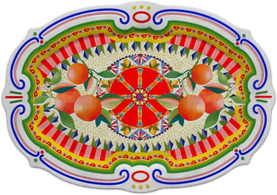 Baci Milano - Serveerschaal ovaal Dolce Vita 50x35cm - gemaakt van melamine - Schalen
